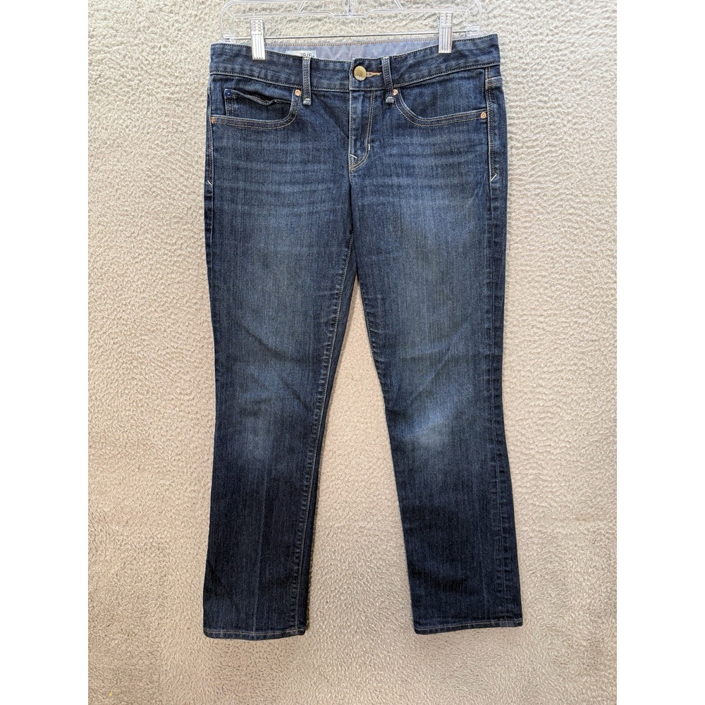 Gap 1969 Jeans Womens 6 Blue Real‎ Straight Distressed Dark Wash Denim Preppy